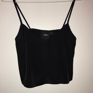 Asos satin v-neck minimal crop tank top